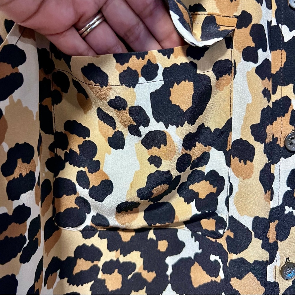 Equipment Leopard Print Button Down Sleeveless Sh… - image 4